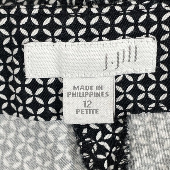 J Jill Pants Women's Size 12 Petite Geometric Cotton Stretch Office Career - Picture 3 of 10